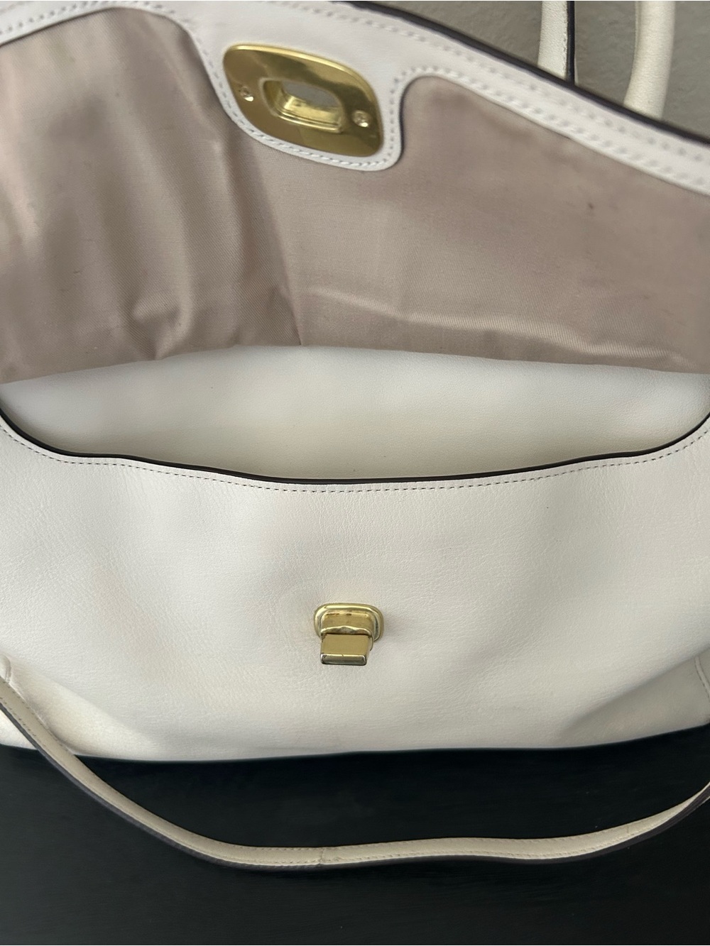 Coach Cream Leather Satchel with Tassels and Gold Hardware - Picture 6 of 16